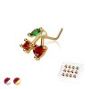 12PCS OF CZ CHERRY 316L SURGICAL STEEL L-SHAPE NOSE BOX